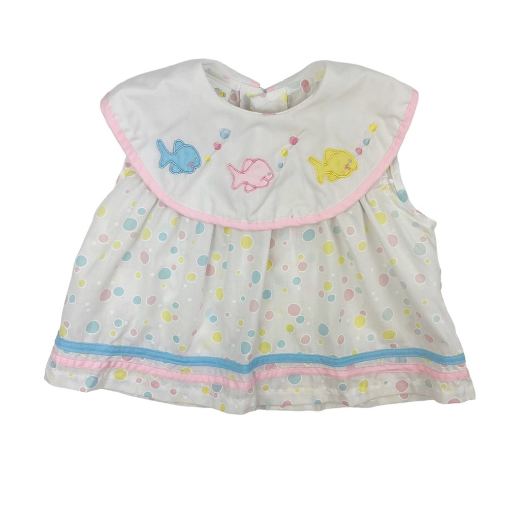 Vintage Cradle Togs Fish Swing Top Dress Polka Dot Bubbles Size 18 Mo